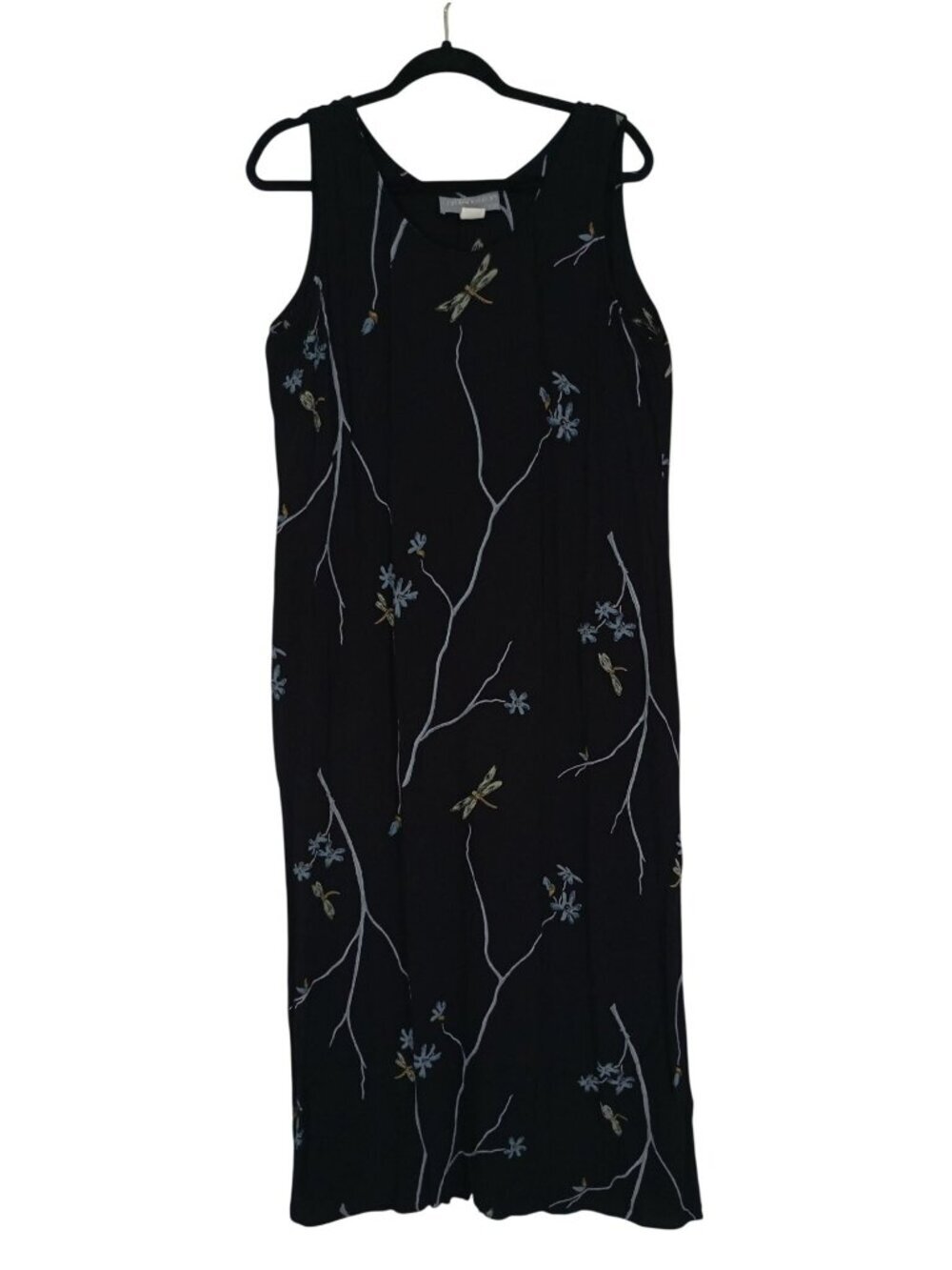 Vintage Carol Anderson California Sleeveless Floral Dragonfly Print Dress XL
